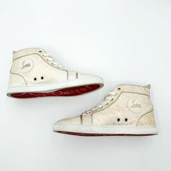 Christian Louboutin Bip Bip Orlato High Top White Floral Sneakers EU 37 US 7 - Picture 7 of 11